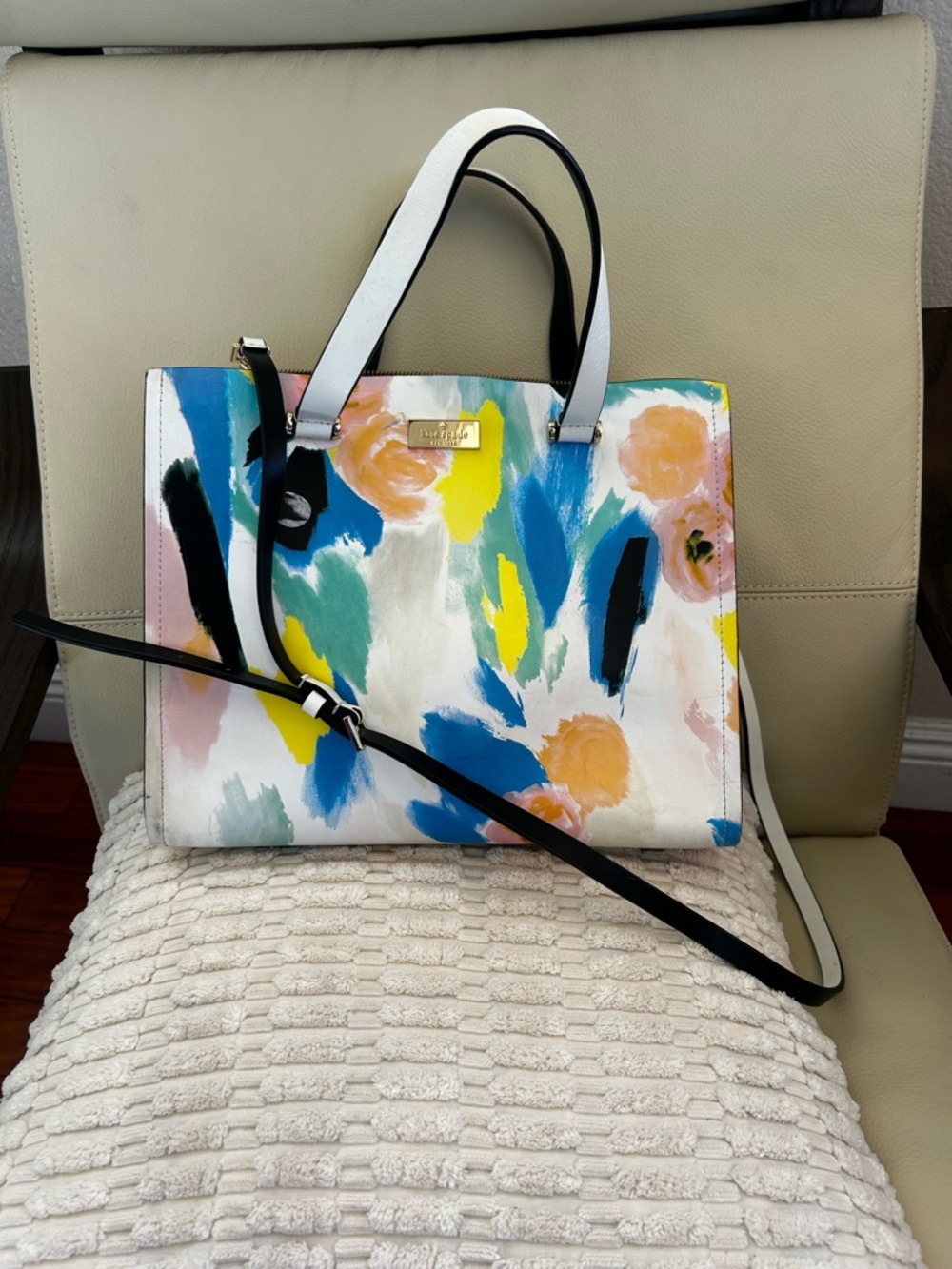 kate spade White Multi Floral Brushstroke Satchel